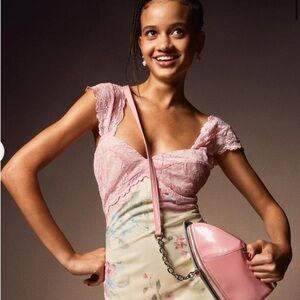 Betsey Johnson Pink Crossbody Iron Nover Bag with Silver Accents